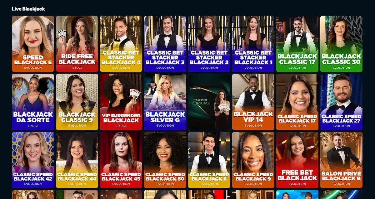 Živý blackjack stůl ve Spinny Casino